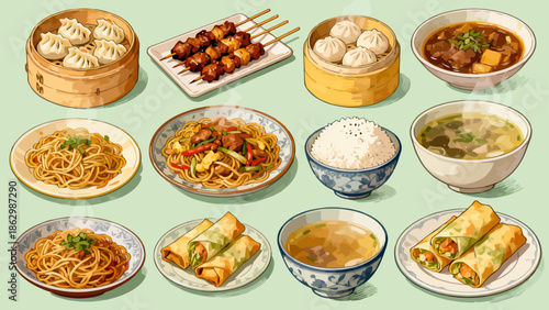 Assorted Chinese dishes