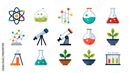 Set of science and research icons