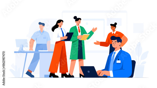 Office workers collaborating in a meeting