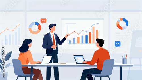 Business meeting with data presentation