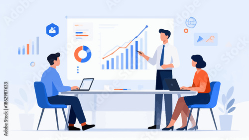 Business meeting with data presentation