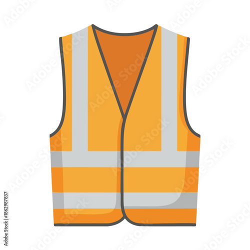 A vectorized illustration of a safety vest with reflective stripes