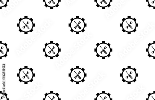 seamless pattern with wrench, screwdriver, and gear