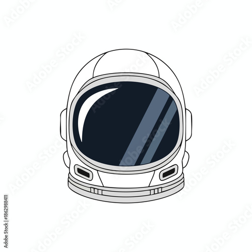 Illustration of a white and black astronaut helmet with reflective visor