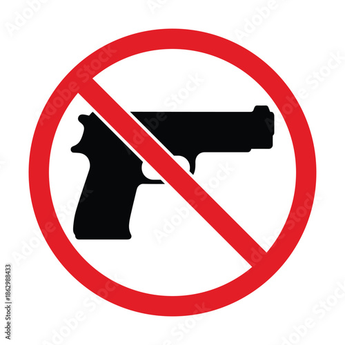 No Guns Sign Vector  Firearms Prohibited Symbol for Safety and Security Zones
