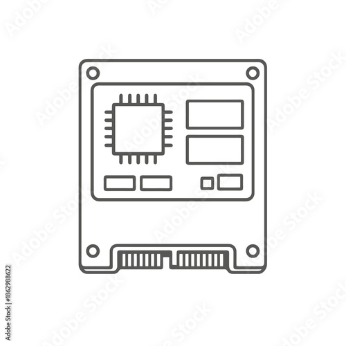 Solid state drive icon with precise geometry in black flat vector style. Clean storage technology symbol for apps, websites, and enterprise interfaces.