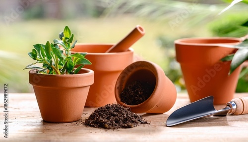 Mini Terra Cotta Pots Gardening Tools And Plants