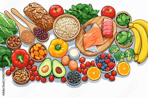 Fresh products full of vitamins and minerals necessary for a healthy life.