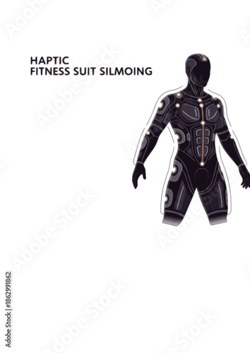 Haptic Fitness Suit Silhouette for Posture Correction and Smart Workout Wearable Technology Future Athletics and Injury Prevention Concept Vector