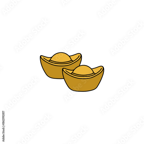 Two traditional Chinese gold ingots