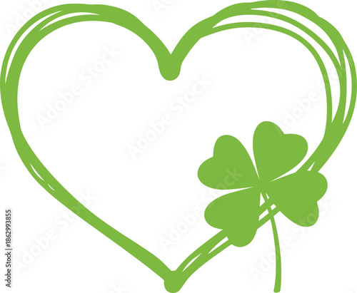 Green Heart with Shamrock Symbol for St Patricks Day