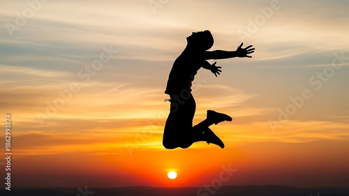 Wallpaper Mural Silhouette of active people jumping for joy and success against a sunset sky reflecting freedom and a healthy summer lifestyle on the beach Torontodigital.ca