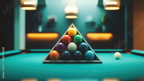 A professional set of red and black billiard balls featuring a white cue ball for a fun pool game challenge on a clean white background