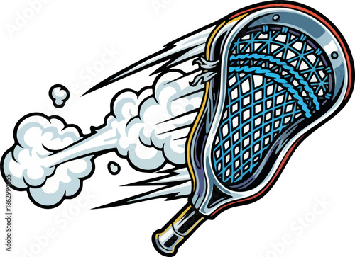Lacrosse Crosse Stick Moving Fast with Dynamic Speed Trail Graphic