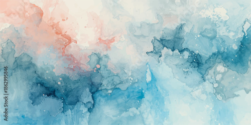 Hand painted abstract watercolor background with blue paint texture resembling a vintage sky or sea with grunge paper art patterns for a nature backdrop