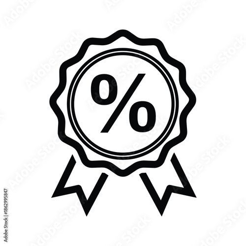 Black discount badge icon with percentage symbol