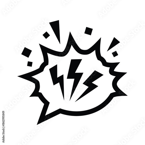 Angry Comic Speech Bubble with Lightning Bolt