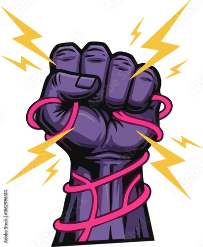 Stylized Clenched Fist Holding Electric Power Graphic