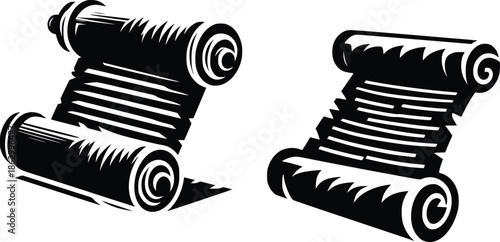 Black and white illustration of two stacked film rolls