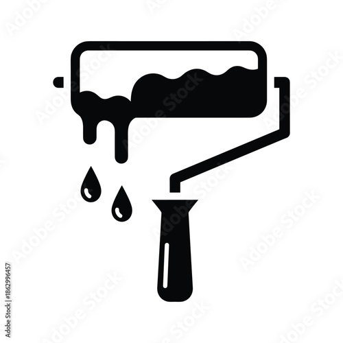 Paint Roller Dripping Black Paint Silhouette