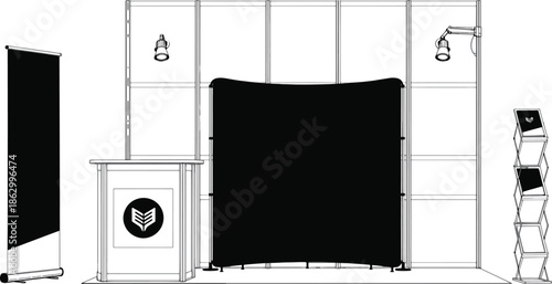 A clean exhibition booth design to make professional exhibition more effective.