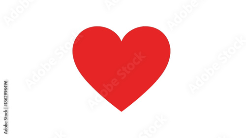 Simple Red Heart Shape Illustration on a White Background, Love Symbol