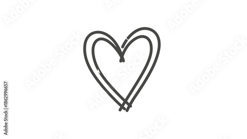Simple hand-drawn double heart outline icon with a distressed, sketchy artistic style