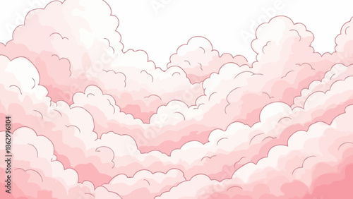 Soft Pink Clouds in a Dreamy Sky Illustration, Beautiful and Gentle Atmosphere