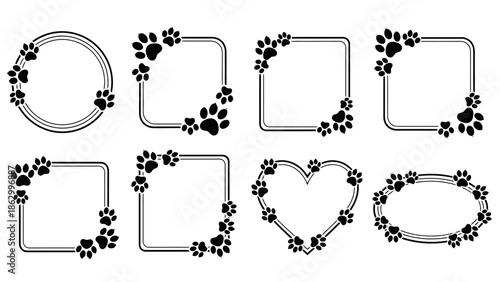 Collection of Decorative Paw Print Frames and Borders for Pet Lovers