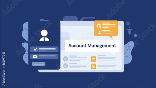 Managing digital accounts on a laptop screen with user interface elements