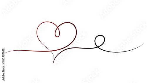 A continuous line drawing of a heart shape with a looping tail, representing love and connection.