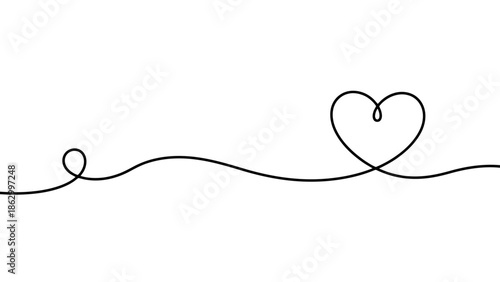 Simple continuous line drawing of a heart shape, representing love and affection.