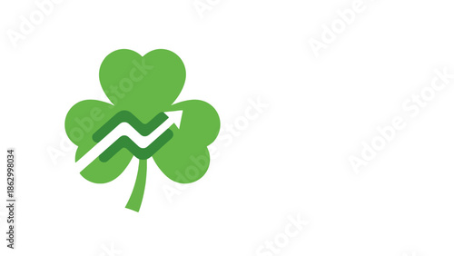 A vibrant green shamrock with an upward trending graph superimposed, symbolizing growth and prosperity.
