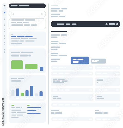 Modern Dashboard UI Wireframe Layout – Web and App Interface Vector Illustration