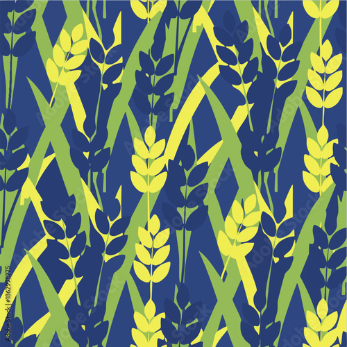 Colorful Graphic Wheat Grain Seamless Pattern Background Design