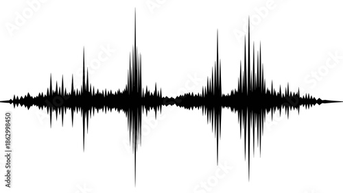 Dynamic Black Audio Sound Waveform Equalizer on Isolated White Background