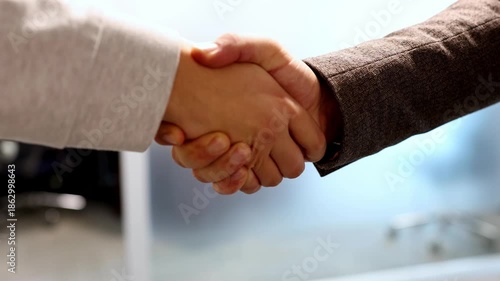 Business Handshake Meeting in Office with Coffee, Professional Agreement