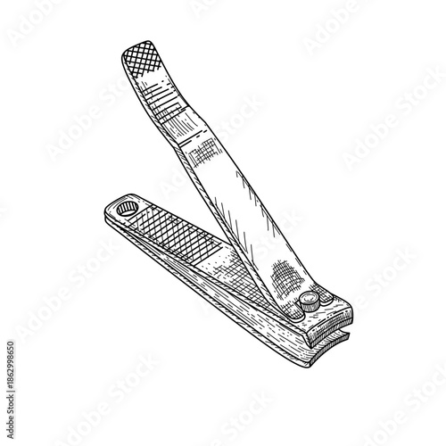 nail clipper line art handdrawn vintage vector illustration