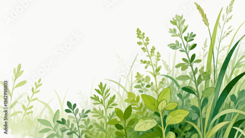 Diverse green plants and foliage