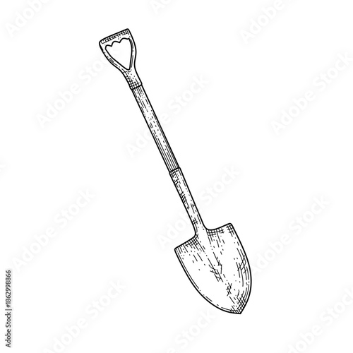 shovel line art handdrawn vintage illustration