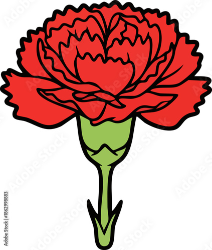 Red Carnation Flower Simple Illustration Graphic Icon