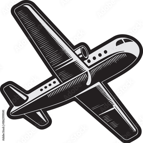 Vector illustration of a cartoon airplane icon set featuring jet aircraft symbols for flight travel and aviation transportation design