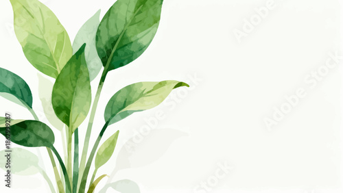 Watercolor painting of green leaves
