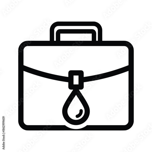 Black briefcase icon with oil drop
