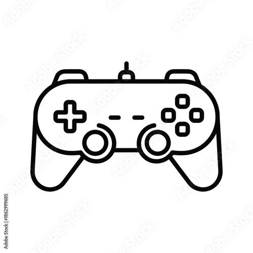 Simple black line drawing of a game controller