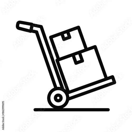 Hand truck with boxes icon simple