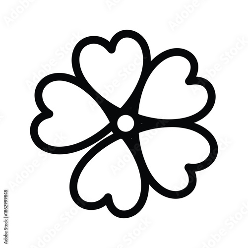 Black flower made of hearts icon