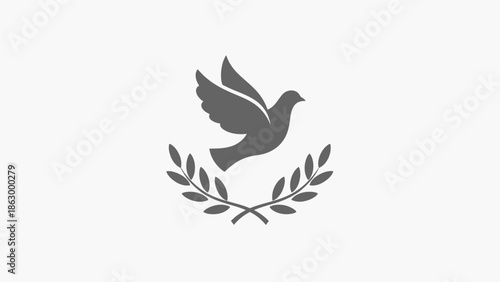 Symbolic dove with olive branch representing peace, hope, and freedom in a minimalist design.