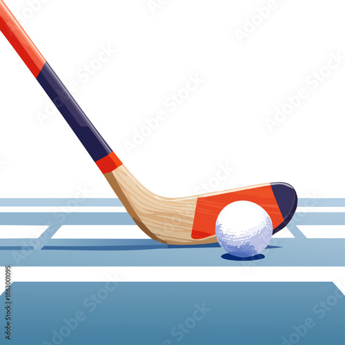 Golf Club and Ball on a Golf Course Putting Green on Isolated White Background