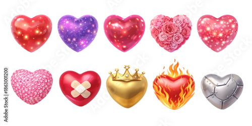 Red heart shaped candies isolated on white as a sweet symbol of love and romance for Valentine's Day celebration